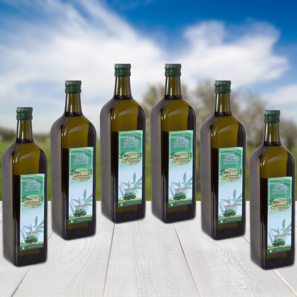 6 bottiglie da 1 lt di olio extra vergine di oliva