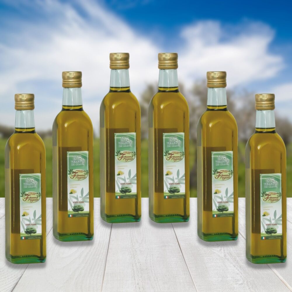 6 bottiglie da 1 lt di olio di oliva evo al limone